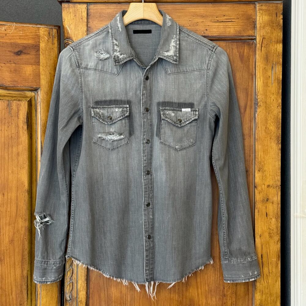 Mother Denim The Shady Ex's Button Down Shirt One Shot Gray Size Medium